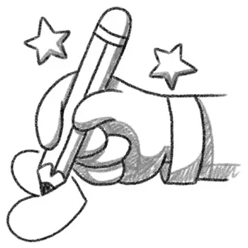 Schets van een hand die een hart tekent, als illustratie van logo creatie.