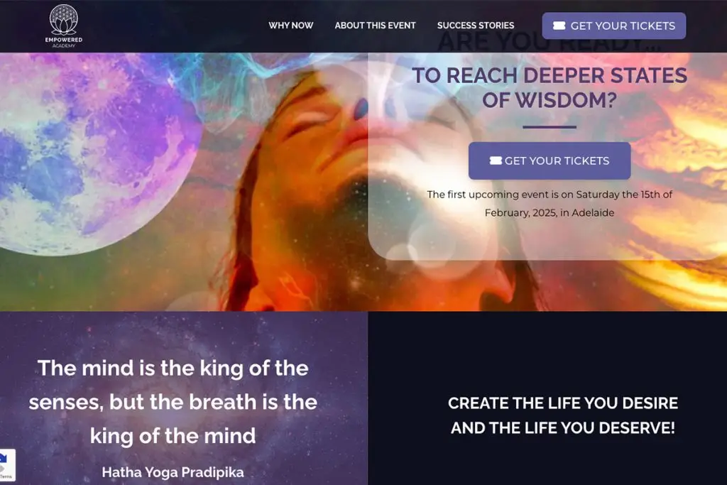 Screenshot een landingspagina op de Empowered Academy-website.