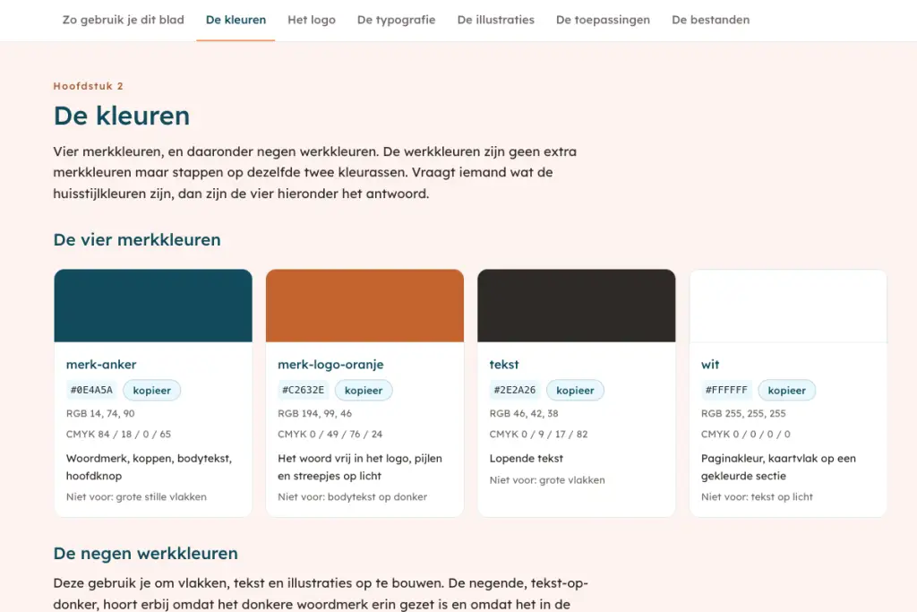 Een screenshot van de Spreekvrij stijlgids.